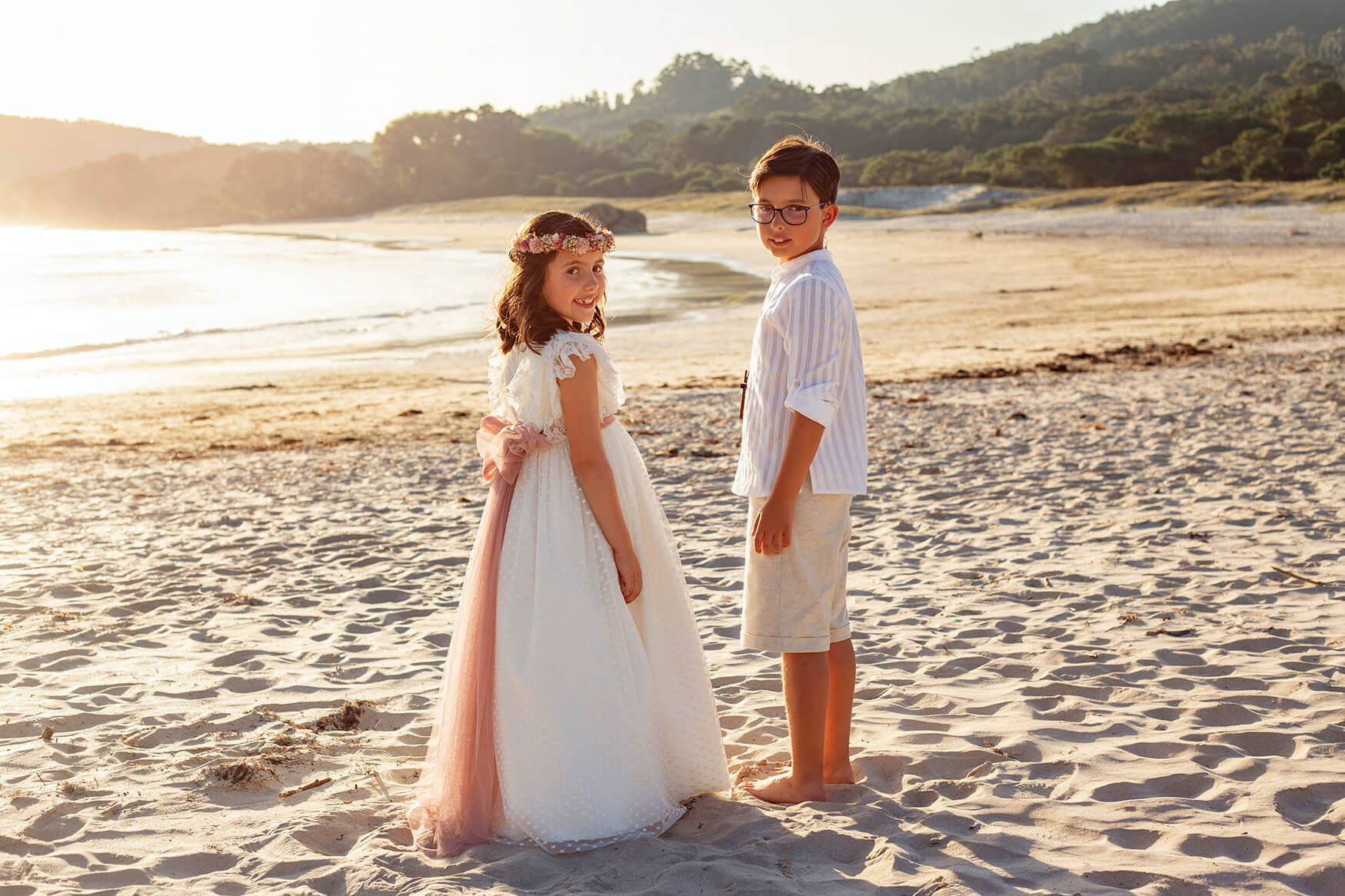 Fotografía de comunión en la playa 