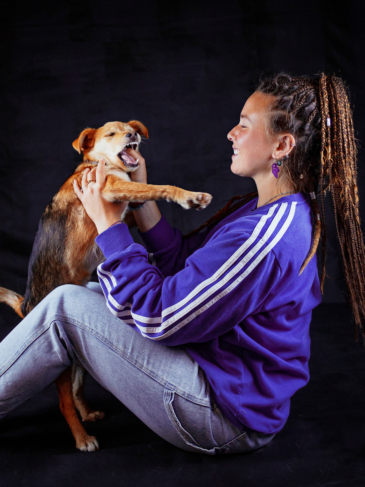 Fotografía de mascotas con familia 